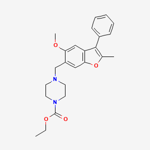 molecular formula C24H28N2O4 B3886148 ethyl 4-[(5-methoxy-2-methyl-3-phenyl-1-benzofuran-6-yl)methyl]-1-piperazinecarboxylate 