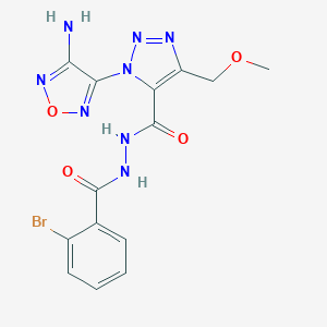 molecular formula C14H13BrN8O4 B388615 N'-[1-(4-AMINO-1,2,5-OXADIAZOL-3-YL)-4-(METHOXYMETHYL)-1H-1,2,3-TRIAZOLE-5-CARBONYL]-2-BROMOBENZOHYDRAZIDE 