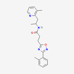 molecular formula C21H24N4O2 B3886179 N-[1-methyl-2-(3-methylpyridin-2-yl)ethyl]-3-[3-(2-methylphenyl)-1,2,4-oxadiazol-5-yl]propanamide 