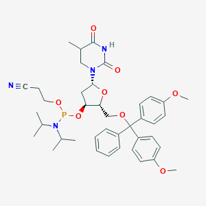 3-[[(2R,3S,5R)-2-[[Bis(4-methoxyphenyl)-phenylmethoxy]methyl]-5-(5-methyl-2,4-dioxo-1,3-diazinan-1-yl)oxolan-3-yl]oxy-[di(propan-2-yl)amino]phosphanyl]oxypropanenitrile