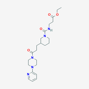 molecular formula C23H35N5O4 B3886242 ethyl N-[(3-{3-oxo-3-[4-(2-pyridinyl)-1-piperazinyl]propyl}-1-piperidinyl)carbonyl]-beta-alaninate 