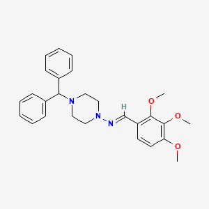 molecular formula C27H31N3O3 B3886370 N-(4-benzhydryl-1-piperazinyl)-N-[(E)-(2,3,4-trimethoxyphenyl)methylidene]amine 