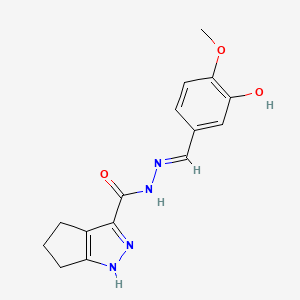 molecular formula C15H16N4O3 B3886391 N'-(3-hydroxy-4-methoxybenzylidene)-1,4,5,6-tetrahydrocyclopenta[c]pyrazole-3-carbohydrazide 