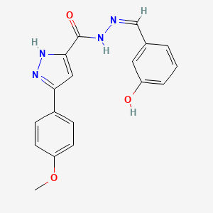 molecular formula C18H16N4O3 B3886403 N'-[(Z)-(3-Hydroxyphenyl)methylidene]-3-(4-methoxyphenyl)-1H-pyrazole-5-carbohydrazide 