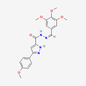 molecular formula C21H22N4O5 B3886404 3-(4-Methoxyphenyl)-N'-[(Z)-(3,4,5-trimethoxyphenyl)methylidene]-1H-pyrazole-5-carbohydrazide 