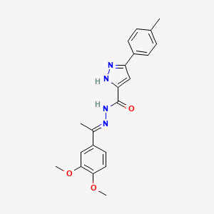 molecular formula C21H22N4O3 B3886445 N'-[1-(3,4-dimethoxyphenyl)ethylidene]-3-(4-methylphenyl)-1H-pyrazole-5-carbohydrazide 