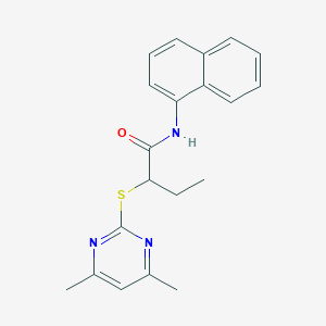 molecular formula C20H21N3OS B388647 2-[(4,6-dimethylpyrimidin-2-yl)sulfanyl]-N-(naphthalen-1-yl)butanamide 