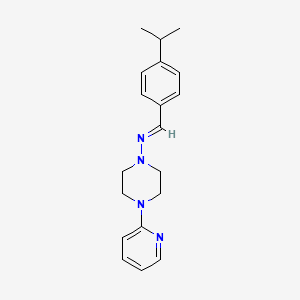 molecular formula C19H24N4 B3886489 N-{(E)-[4-(propan-2-yl)phenyl]methylidene}-4-(pyridin-2-yl)piperazin-1-amine 