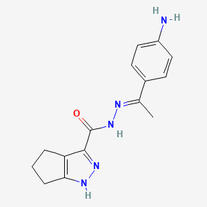 molecular formula C15H17N5O B3886543 N-[(E)-1-(4-aminophenyl)ethylideneamino]-1,4,5,6-tetrahydrocyclopenta[c]pyrazole-3-carboxamide 