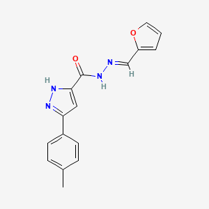 molecular formula C16H14N4O2 B3886634 N'-(2-furylmethylene)-3-(4-methylphenyl)-1H-pyrazole-5-carbohydrazide 
