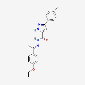 molecular formula C21H22N4O2 B3886641 N'-[1-(4-ethoxyphenyl)ethylidene]-3-(4-methylphenyl)-1H-pyrazole-5-carbohydrazide 
