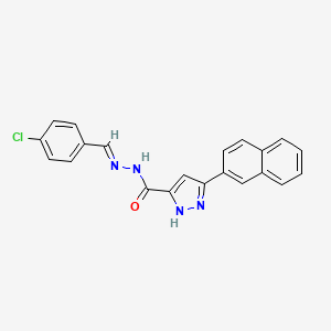 molecular formula C21H15ClN4O B3886644 N'-(4-chlorobenzylidene)-3-(2-naphthyl)-1H-pyrazole-5-carbohydrazide 