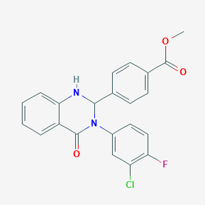 molecular formula C22H16ClFN2O3 B388665 methyl 4-[3-(3-chloro-4-fluorophenyl)-4-oxo-1,2,3,4-tetrahydroquinazolin-2-yl]benzoate 