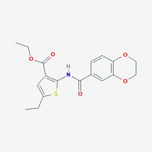 molecular formula C18H19NO5S B388667 Ethyl 2-(2,3-dihydro-1,4-benzodioxine-6-carbonylamino)-5-ethylthiophene-3-carboxylate CAS No. 312316-80-6