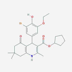 molecular formula C26H32BrNO5 B388669 cyclopentyl 4-(3-bromo-5-ethoxy-4-hydroxyphenyl)-2,7,7-trimethyl-5-oxo-1,4,5,6,7,8-hexahydroquinoline-3-carboxylate 