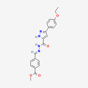 molecular formula C21H20N4O4 B3886716 methyl 4-[(E)-({[3-(4-ethoxyphenyl)-1H-pyrazol-5-yl]carbonyl}hydrazono)methyl]benzoate 