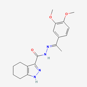 molecular formula C18H22N4O3 B3886732 N'-[1-(3,4-dimethoxyphenyl)ethylidene]-4,5,6,7-tetrahydro-1H-indazole-3-carbohydrazide 