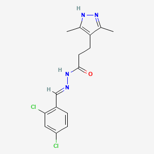 molecular formula C15H16Cl2N4O B3886753 N'-[(E)-(2,4-dichlorophenyl)methylidene]-3-(3,5-dimethyl-1H-pyrazol-4-yl)propanohydrazide 