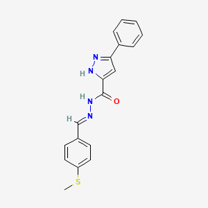 molecular formula C18H16N4OS B3886815 N'-[4-(methylthio)benzylidene]-3-phenyl-1H-pyrazole-5-carbohydrazide 