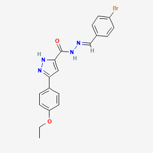 molecular formula C19H17BrN4O2 B3886841 N'-[(E)-(4-bromophenyl)methylidene]-3-(4-ethoxyphenyl)-1H-pyrazole-5-carbohydrazide 