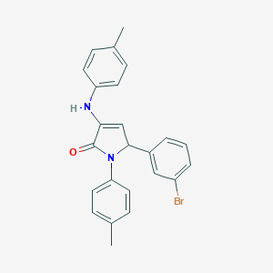 molecular formula C24H21BrN2O B388686 5-(3-BROMOPHENYL)-1-(4-METHYLPHENYL)-3-[(4-METHYLPHENYL)AMINO]-2,5-DIHYDRO-1H-PYRROL-2-ONE 