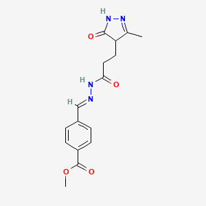 molecular formula C16H18N4O4 B3886914 methyl 4-((E)-{[3-(3-methyl-5-oxo-4,5-dihydro-1H-pyrazol-4-yl)propanoyl]hydrazono}methyl)benzoate 