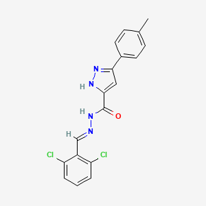 molecular formula C18H14Cl2N4O B3887006 N'-(2,6-dichlorobenzylidene)-3-(4-methylphenyl)-1H-pyrazole-5-carbohydrazide 
