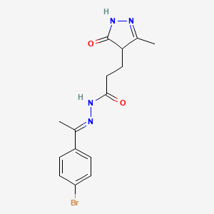 molecular formula C15H17BrN4O2 B3887070 N'-[1-(4-bromophenyl)ethylidene]-3-(3-methyl-5-oxo-4,5-dihydro-1H-pyrazol-4-yl)propanohydrazide 
