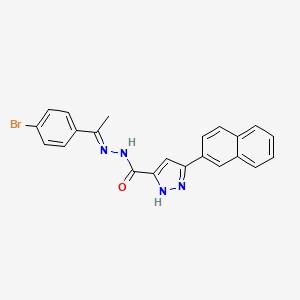 molecular formula C22H17BrN4O B3887132 N'-[(1E)-1-(4-bromophenyl)ethylidene]-3-(naphthalen-2-yl)-1H-pyrazole-5-carbohydrazide 