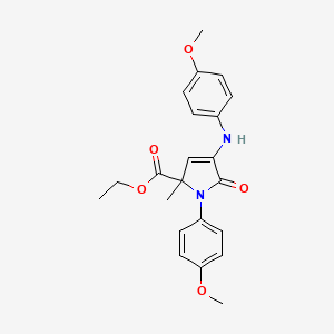 molecular formula C22H24N2O5 B3887144 ethyl 1-(4-methoxyphenyl)-4-[(4-methoxyphenyl)amino]-2-methyl-5-oxo-2,5-dihydro-1H-pyrrole-2-carboxylate 