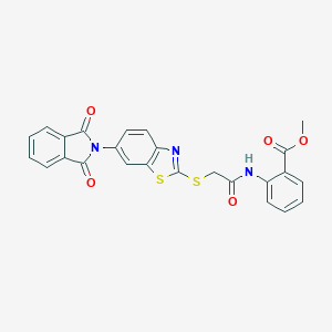 B388716 Methyl 2-[[2-[[6-(1,3-dioxoisoindol-2-yl)-1,3-benzothiazol-2-yl]sulfanyl]acetyl]amino]benzoate CAS No. 330957-08-9