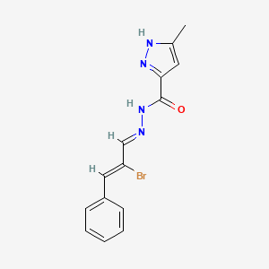 molecular formula C14H13BrN4O B3887167 N'-(2-bromo-3-phenyl-2-propen-1-ylidene)-3-methyl-1H-pyrazole-5-carbohydrazide 