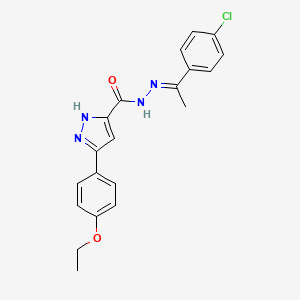 molecular formula C20H19ClN4O2 B3887278 N'-[1-(4-chlorophenyl)ethylidene]-3-(4-ethoxyphenyl)-1H-pyrazole-5-carbohydrazide 