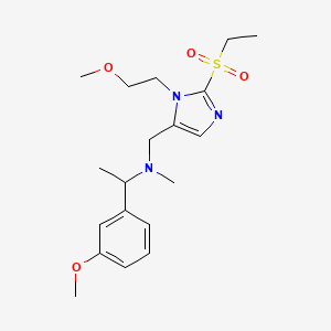 molecular formula C19H29N3O4S B3887313 N-{[2-(ethylsulfonyl)-1-(2-methoxyethyl)-1H-imidazol-5-yl]methyl}-1-(3-methoxyphenyl)-N-methylethanamine 