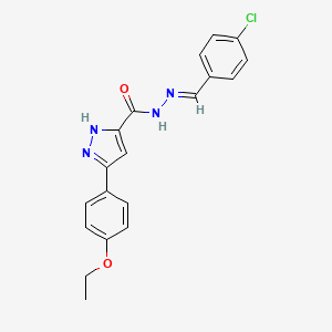 molecular formula C19H17ClN4O2 B3887355 N'-[(E)-(4-chlorophenyl)methylidene]-3-(4-ethoxyphenyl)-1H-pyrazole-5-carbohydrazide CAS No. 5788-48-7