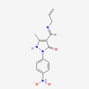 molecular formula C14H14N4O3 B3887367 4-[(Z)-1-(ALLYLAMINO)METHYLIDENE]-3-METHYL-1-(4-NITROPHENYL)-1H-PYRAZOL-5-ONE 