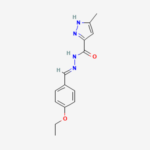 molecular formula C14H16N4O2 B3887427 N'-(4-ethoxybenzylidene)-3-methyl-1H-pyrazole-5-carbohydrazide 