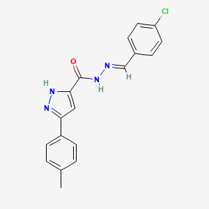 molecular formula C18H15ClN4O B3887446 N'-(4-chlorobenzylidene)-3-(4-methylphenyl)-1H-pyrazole-5-carbohydrazide 