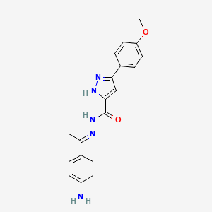 molecular formula C19H19N5O2 B3887453 N'-[1-(4-aminophenyl)ethylidene]-3-(4-methoxyphenyl)-1H-pyrazole-5-carbohydrazide 