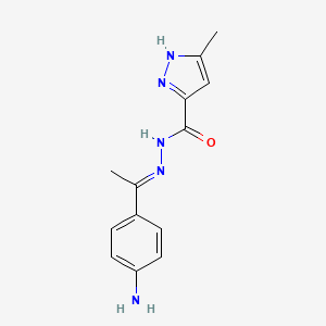 molecular formula C13H15N5O B3887477 N'-[(1E)-1-(4-aminophenyl)ethylidene]-3-methyl-1H-pyrazole-5-carbohydrazide 