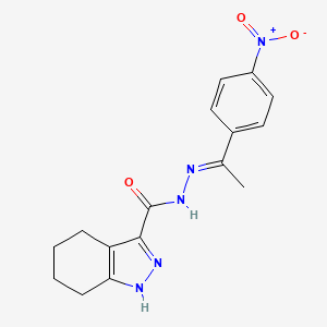 molecular formula C16H17N5O3 B3887478 N'-[1-(4-nitrophenyl)ethylidene]-4,5,6,7-tetrahydro-1H-indazole-3-carbohydrazide 