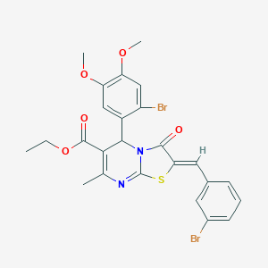 molecular formula C25H22Br2N2O5S B388751 ETHYL (2Z)-5-(2-BROMO-4,5-DIMETHOXYPHENYL)-2-[(3-BROMOPHENYL)METHYLIDENE]-7-METHYL-3-OXO-2H,3H,5H-[1,3]THIAZOLO[3,2-A]PYRIMIDINE-6-CARBOXYLATE 