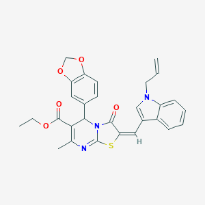 molecular formula C29H25N3O5S B388760 ethyl 2-[(1-allyl-1H-indol-3-yl)methylene]-5-(1,3-benzodioxol-5-yl)-7-methyl-3-oxo-2,3-dihydro-5H-[1,3]thiazolo[3,2-a]pyrimidine-6-carboxylate 