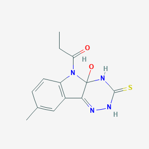 molecular formula C13H14N4O2S B388773 1-(4a-hydroxy-8-methyl-3-thioxo-2,3,4,4a-tetrahydro-5H-[1,2,4]triazino[5,6-b]indol-5-yl)-1-propanone 
