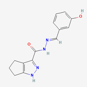 molecular formula C14H14N4O2 B3887779 N'-(3-hydroxybenzylidene)-1,4,5,6-tetrahydrocyclopenta[c]pyrazole-3-carbohydrazide 