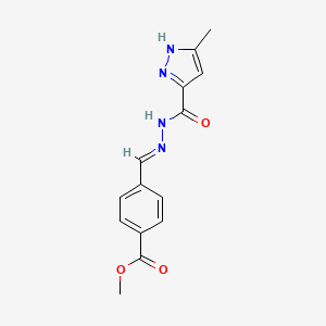 molecular formula C14H14N4O3 B3887795 methyl 4-{2-[(3-methyl-1H-pyrazol-5-yl)carbonyl]carbonohydrazonoyl}benzoate 