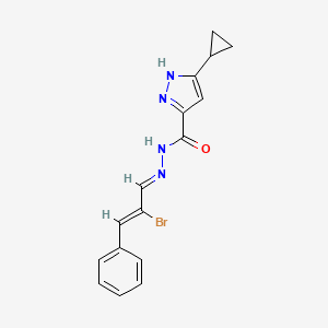 molecular formula C16H15BrN4O B3888029 N'-(2-BROMO-3-PHENYL-2-PROPENYLIDENE)-3-CYCLOPROPYL-1H-PYRAZOLE-5-CARBOHYDRAZIDE 