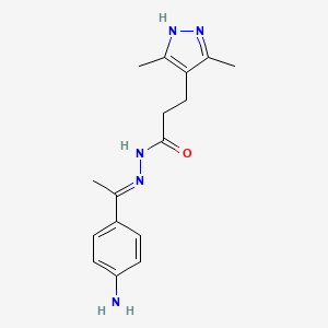 molecular formula C16H21N5O B3888040 N'-[1-(4-aminophenyl)ethylidene]-3-(3,5-dimethyl-1H-pyrazol-4-yl)propanohydrazide 