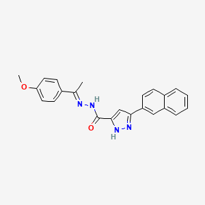 molecular formula C23H20N4O2 B3888083 N'-[(1E)-1-(4-methoxyphenyl)ethylidene]-3-(naphthalen-2-yl)-1H-pyrazole-5-carbohydrazide 