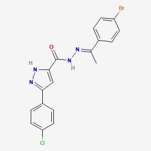 molecular formula C18H14BrClN4O B3888097 N'-(1-(4-BROMOPHENYL)ETHYLIDENE)-3-(4-CHLOROPHENYL)-1H-PYRAZOLE-5-CARBOHYDRAZIDE 